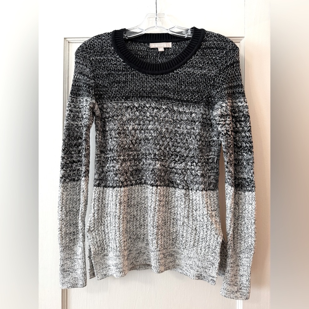Banana Republic | Gradient Colorblock Marled Knit Sweater Side Slit Crew Neck XS